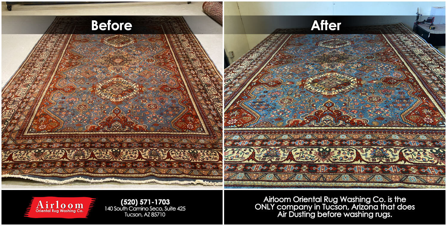 Indo Persian Hand Knotted - Before & After Air Dusting